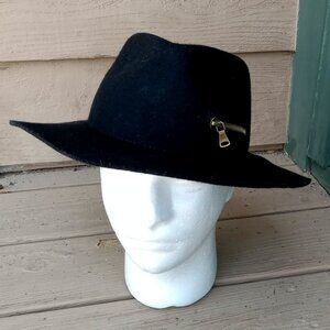 CALLANAN Zipper Pocket 100% Wool Black Brimmed Hat
